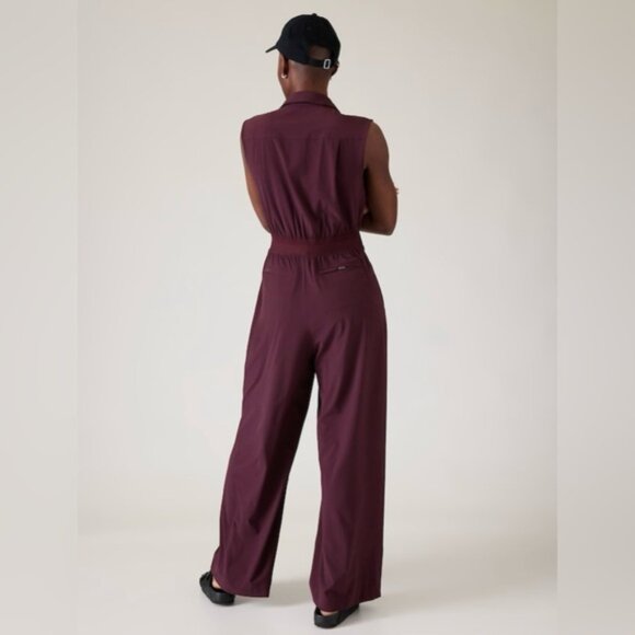 Athleta Brooklyn Heights Wide Leg Jumpsuit // Spiced Cabernet - Picture 3 of 11